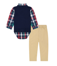 Load image into Gallery viewer, Boys Navy Holiday Sweater Vest and Pants Set
