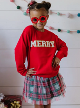 Load image into Gallery viewer, Merry Sweatshirt - Christmas - Kids Holiday Sweatshirt
