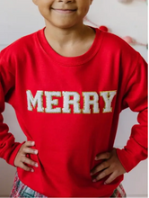 Load image into Gallery viewer, Merry Sweatshirt - Christmas - Kids Holiday Sweatshirt

