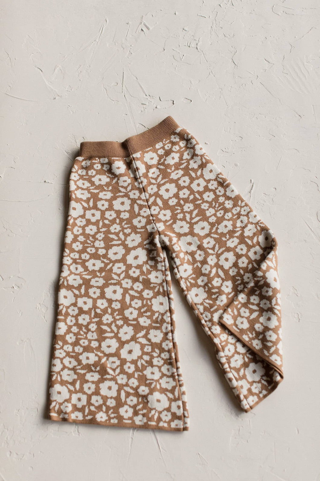 Floral Knit Pants: Caramel