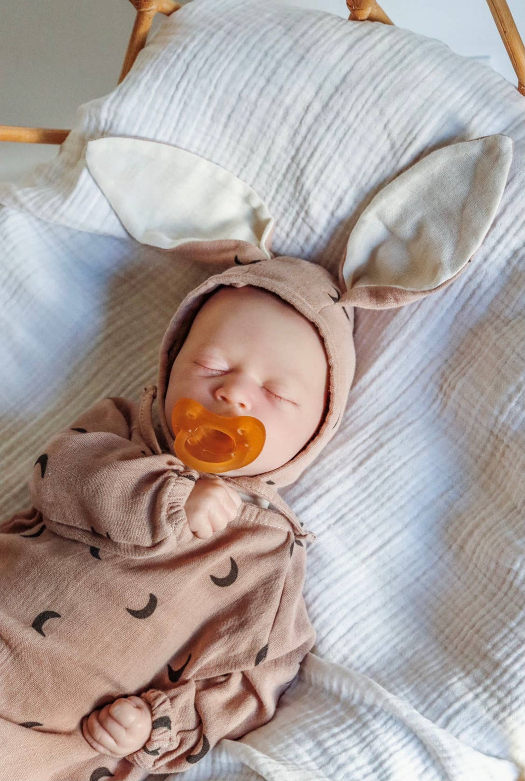 Bunny Organic Muslin Body & Bonnet Set for Newborn Baby