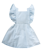 Load image into Gallery viewer, Victoria Ruffle Back Suspender Dress - Ice Skate Blue
