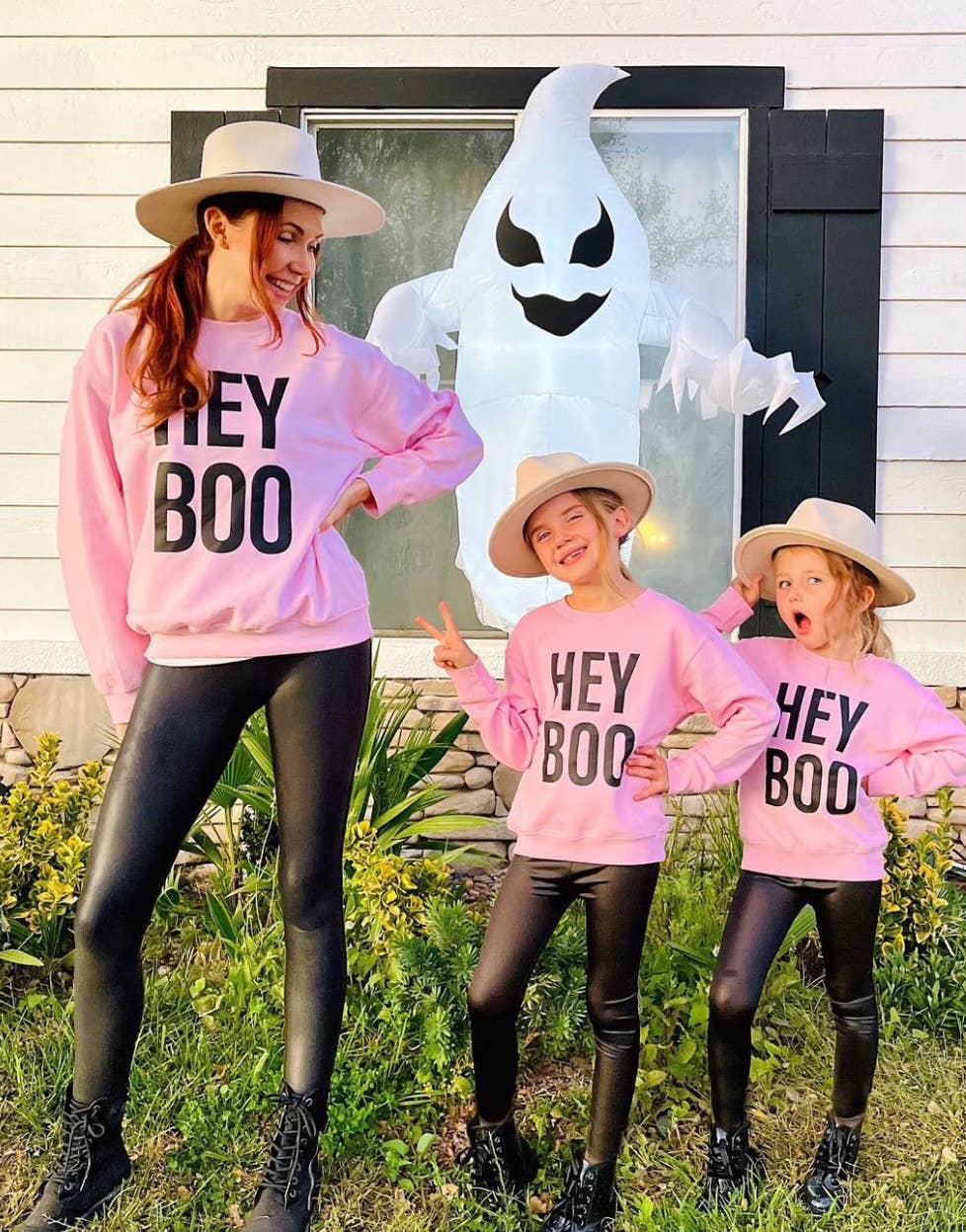 Hey Boo | Adult Kids and Halloween Sweatshirt