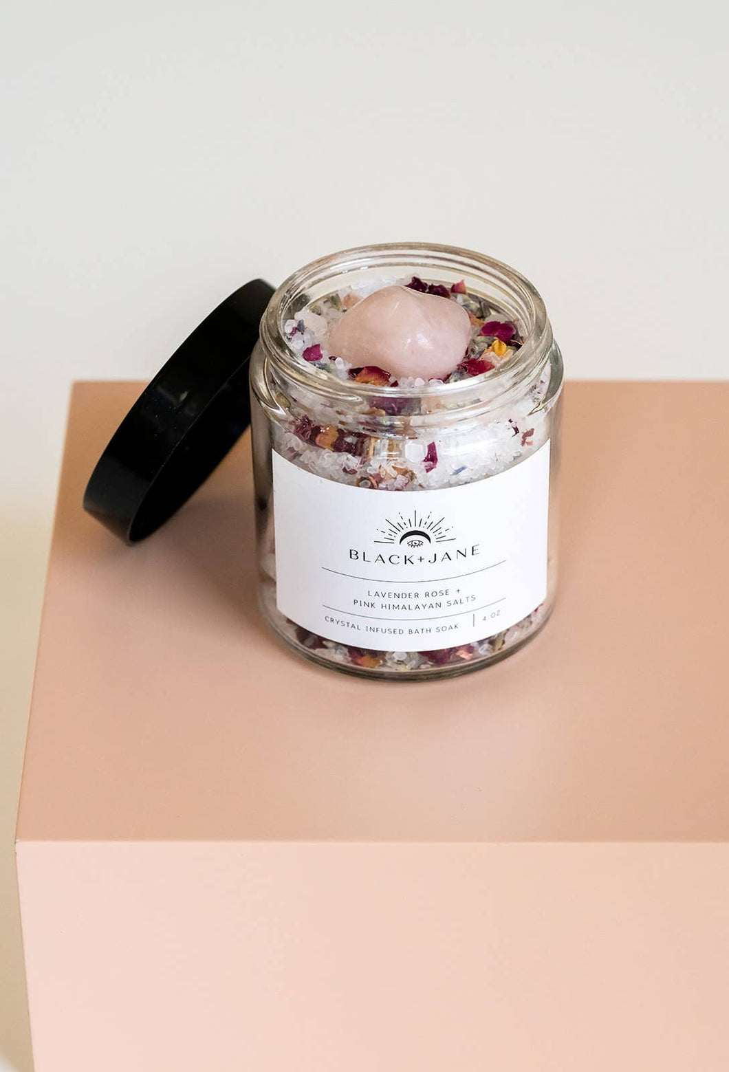 Lavender + Pink Himalayan Salts Crystal Infused Bath Soak - Lavender + Jasmine Calendula