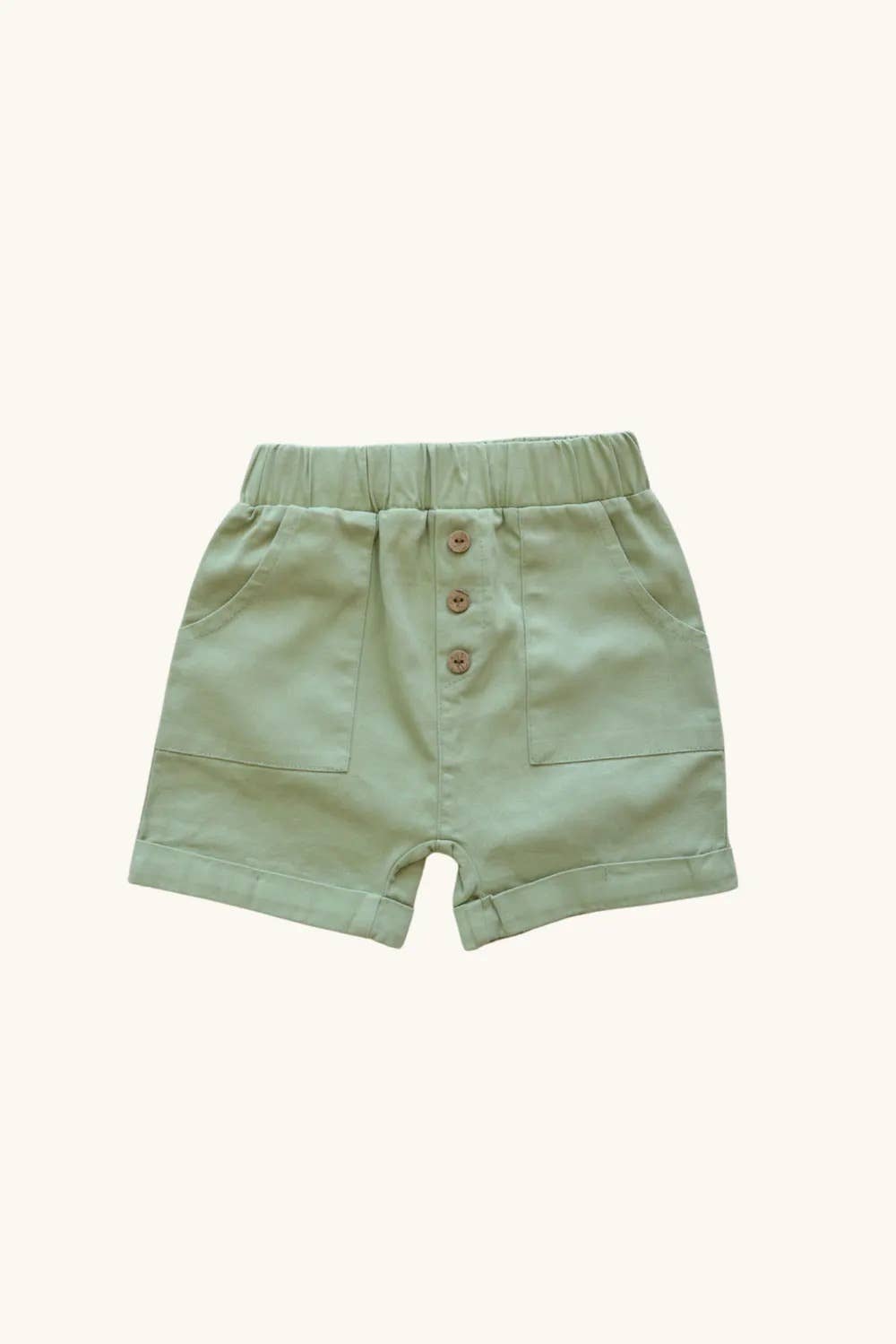 100% cotton Baby Shorts with Bamboo Buttons