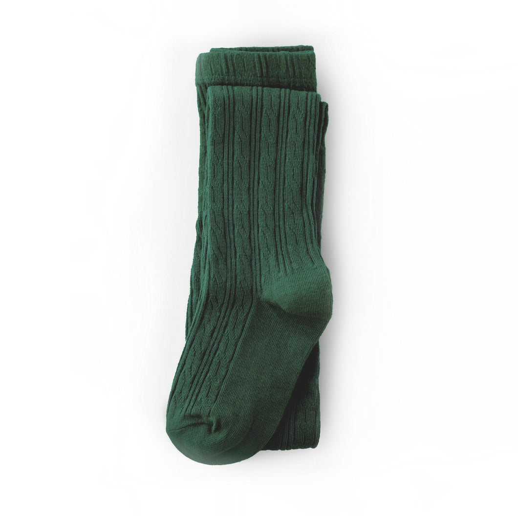 Cable Knit Tights- Forest Green